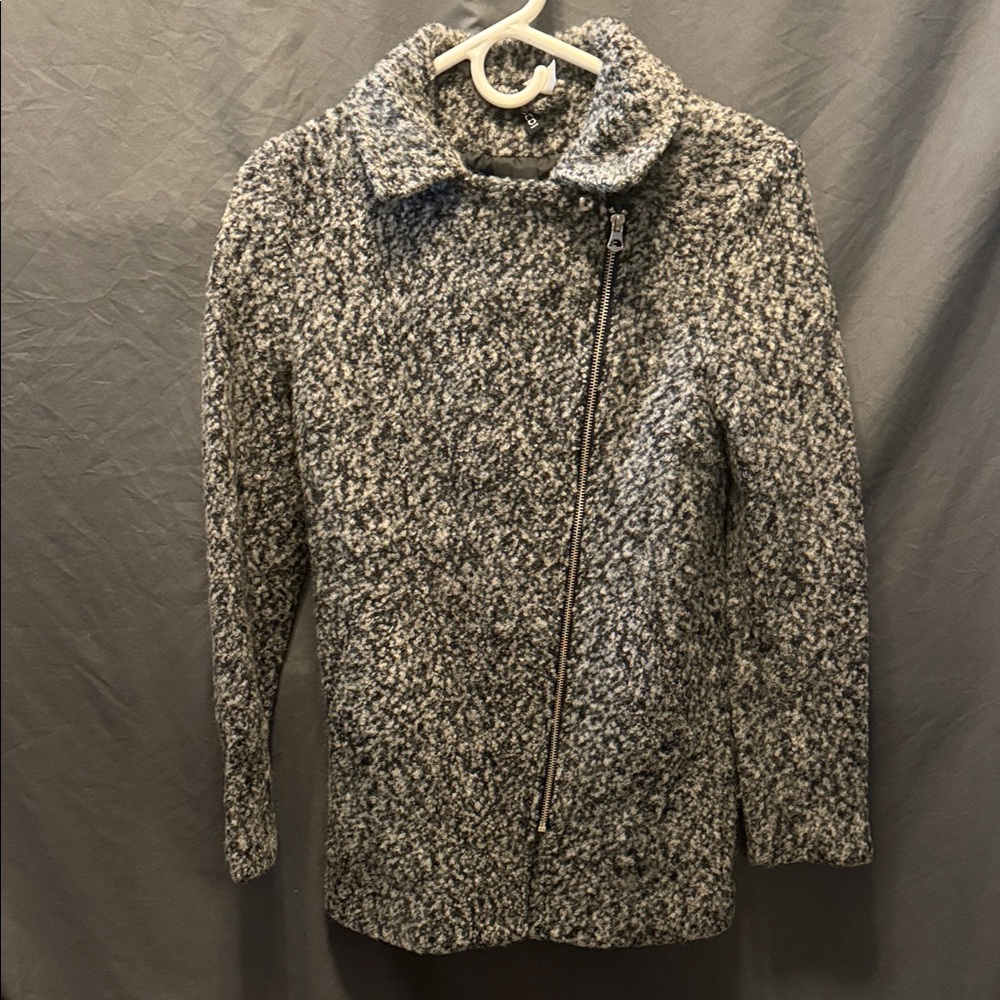 Divided Black and White Textured Teddy Jacket